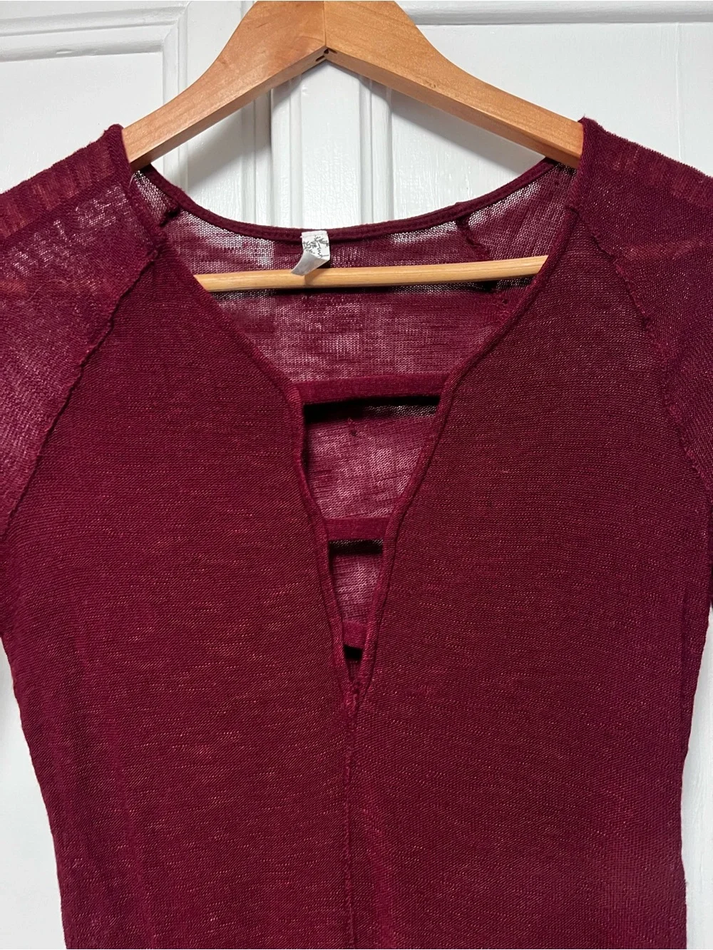 Free People We The Intimately Bae Bae Layering Lightweight Top Burgundy Sz Small